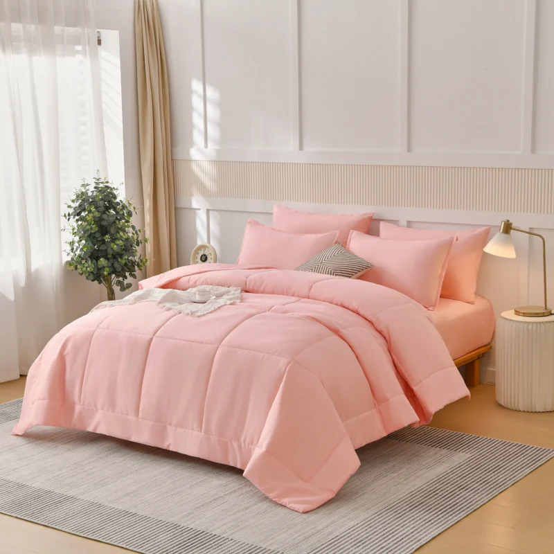 7 Pieces Comforters Queen Size Bed All Season Bedding Sets Bed in a Bag with Comforter, Sheets, Pillowcases & Shams, Pink - Image 2