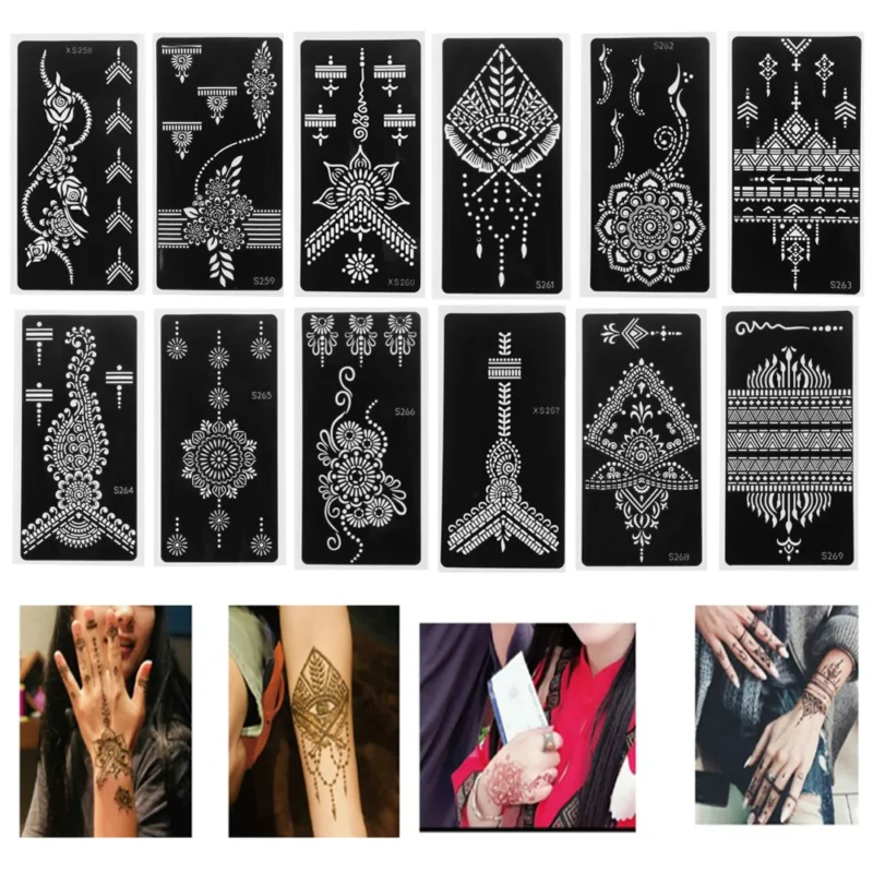 2024 New Professional Henna Stencil Temporary Hand Tattoo Body Art Sticker Template Wedding Tool Flower Tattoo Stencil - Image 5