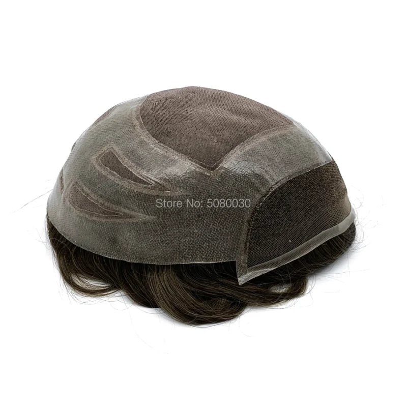 Versalite 100% Human Hair Men's Wig Toupee Hair Piece For Men Fine Mono Lace With PU Invisible Lace Front