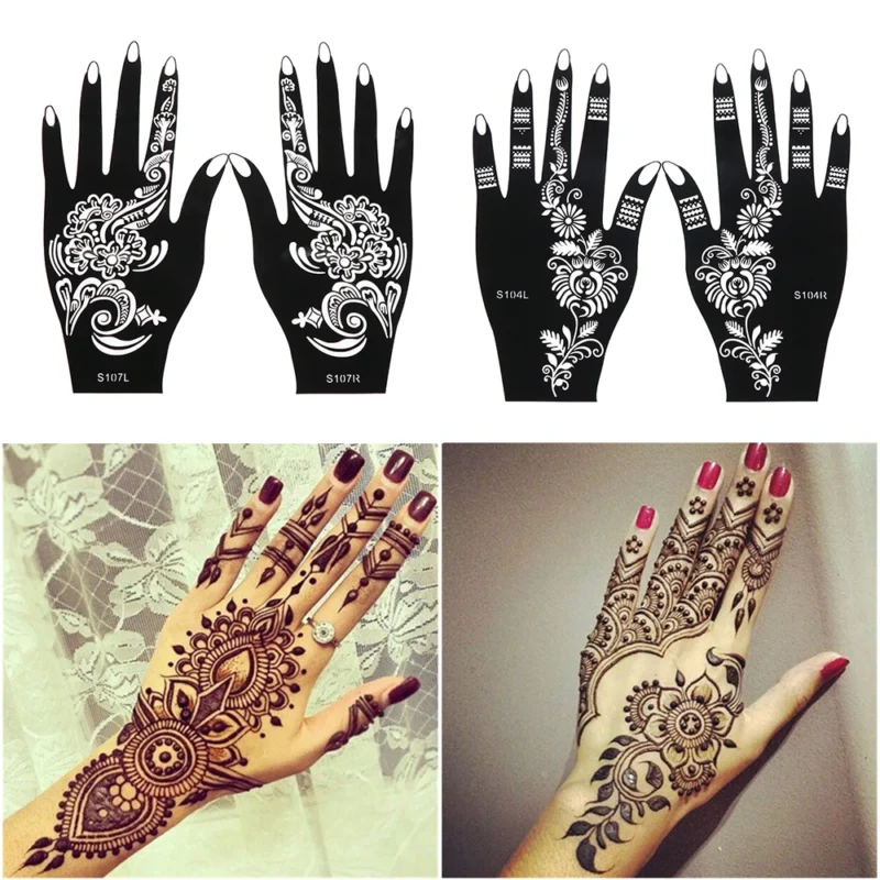 2024 New Professional Henna Stencil Temporary Hand Tattoo Body Art Sticker Template Wedding Tool Flower Tattoo Stencil - Image 2