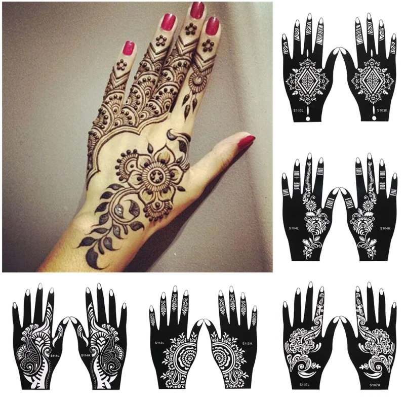 2024 New Professional Henna Stencil Temporary Hand Tattoo Body Art Sticker Template Wedding Tool Flower Tattoo Stencil - Image 3