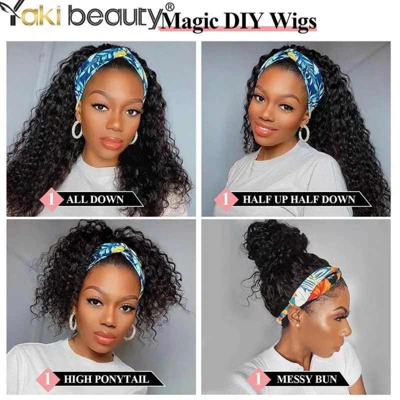 Long Kinky Curly Headband Wigs 28Inch Synthetic Ice Headband Wig For Black Women Afro Curly Water Wave Organic Fiber Hair - Image 2