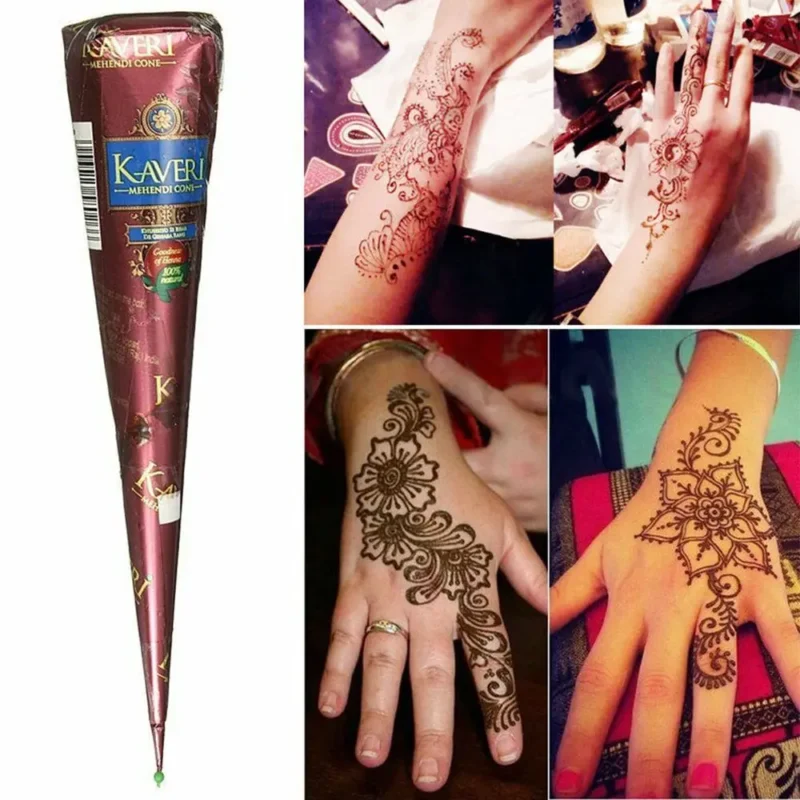 3 colors Natural Herbal Henna Cones Temporary Tattoo Body Art Paint Mehandi Ink - Image 2