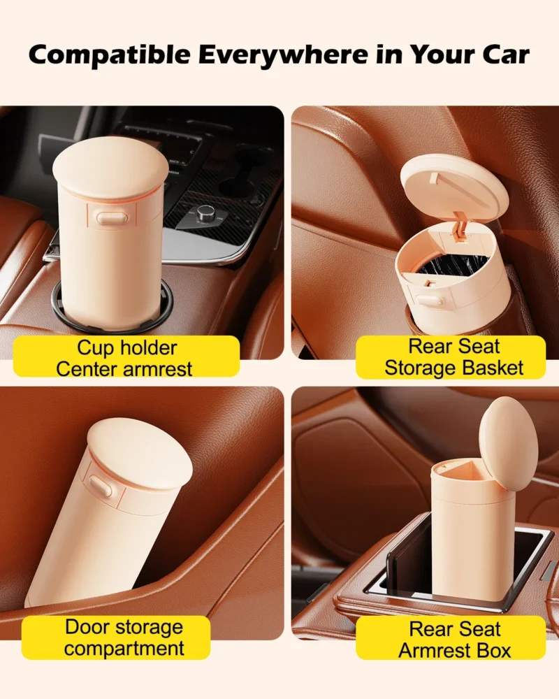 Hipacool Car Trash Can with Lid Garbage Organizer Car Trash Bin Can Free 3 Roll Trash Bag Leakproof Odor Block Auto Accessories - Image 6