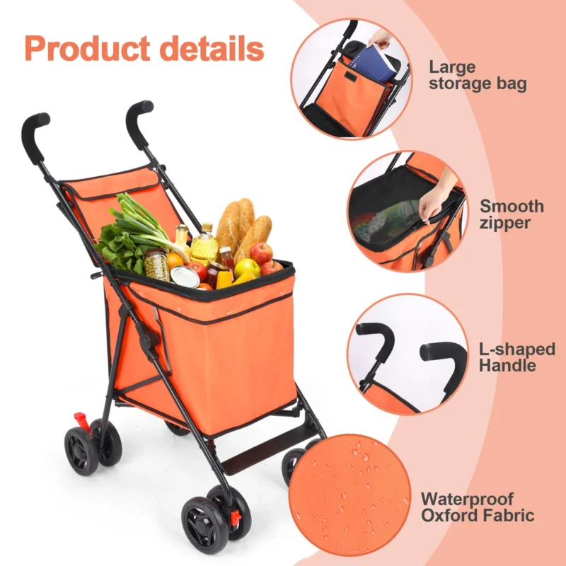 Shopping cart Multifunctional Lightweight Foldable Pet Stroller for Small Dogs and Cats Portable Stroller for Walking Cats Dogs - Image 5