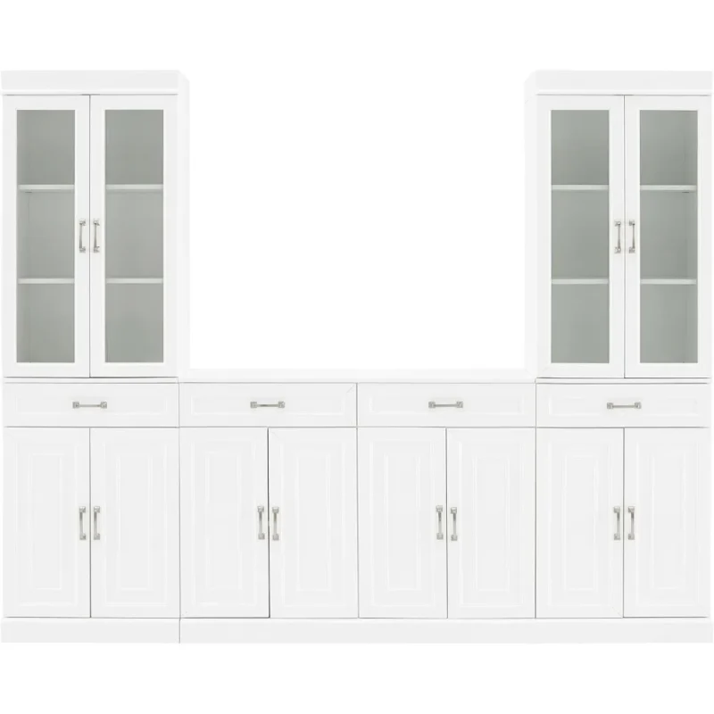 Furniture Stanton 3-Piece Sideboard Buffet Cabinet and Glass Door Kitchen Storage Pantry Set - Image 4