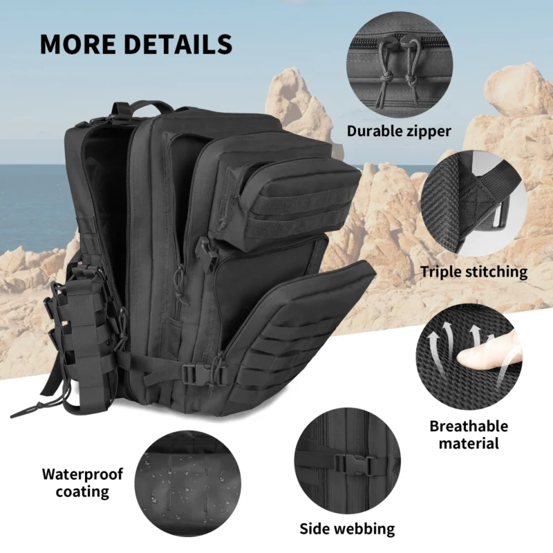 45L Large Tactical Backpack For Men Military Army Assault Pack Highland Backpacks, Molle Daypack 3 Day Bug Out Bag Hiking Campin - Image 2