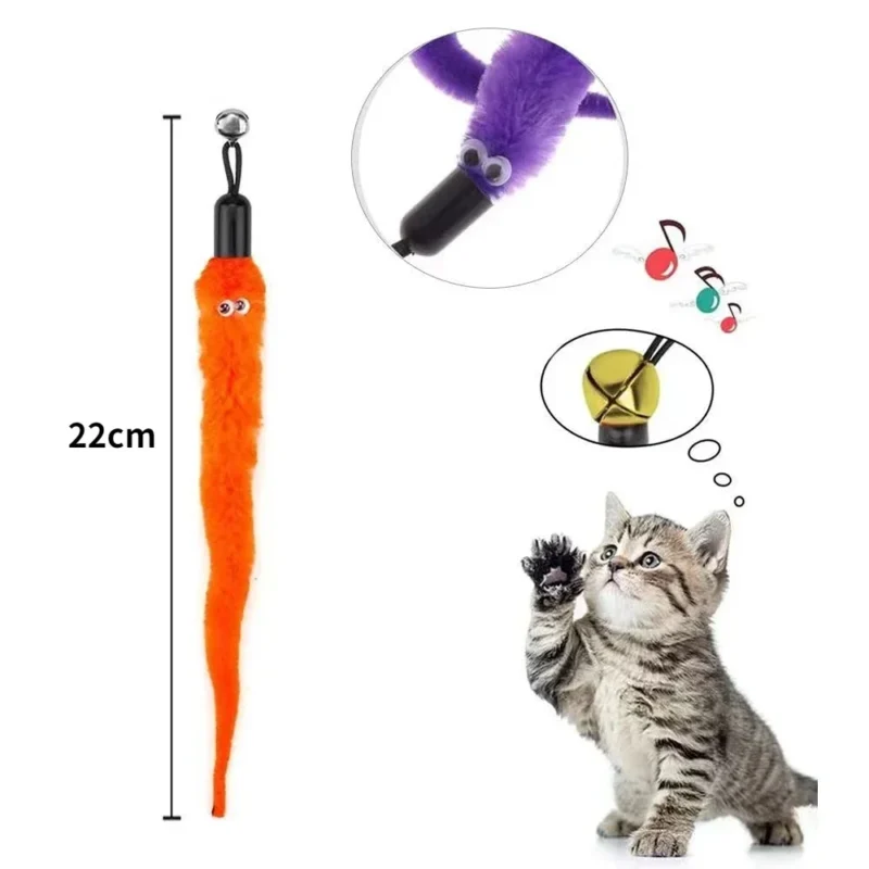 Cat Feather Toy Accessories False Birds Worm Toy with Bell Kitten Cat Toys Interactive Replacement Refill Foam Ball Training - Image 6