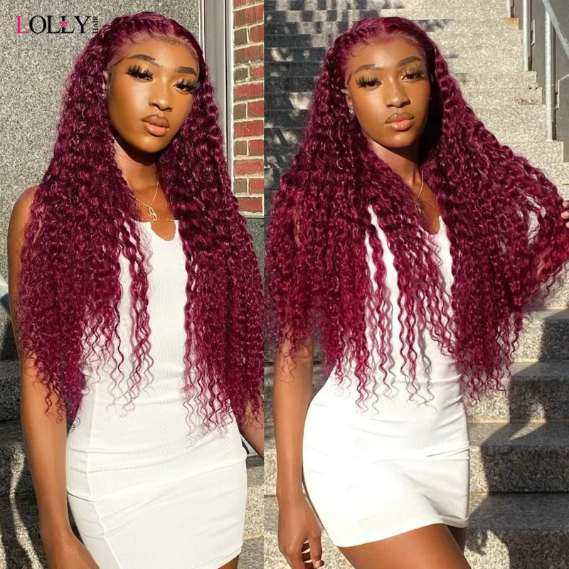 99j Burgundy Deep Wave Bundles Colored Human Hair Bundles Brazilian Remy Hair Extension Curly Hair Bundles Weaves 1/ 3/4 Pcs - Image 3