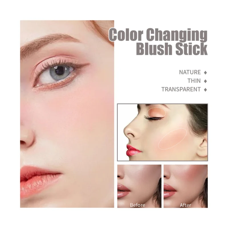 EELHOE Face Blush Stick Color Change Blush Cheek Lip Tinted Rouge Makeup Natural Contour Blusher Highlighter Makeup Cosmetics - Image 2