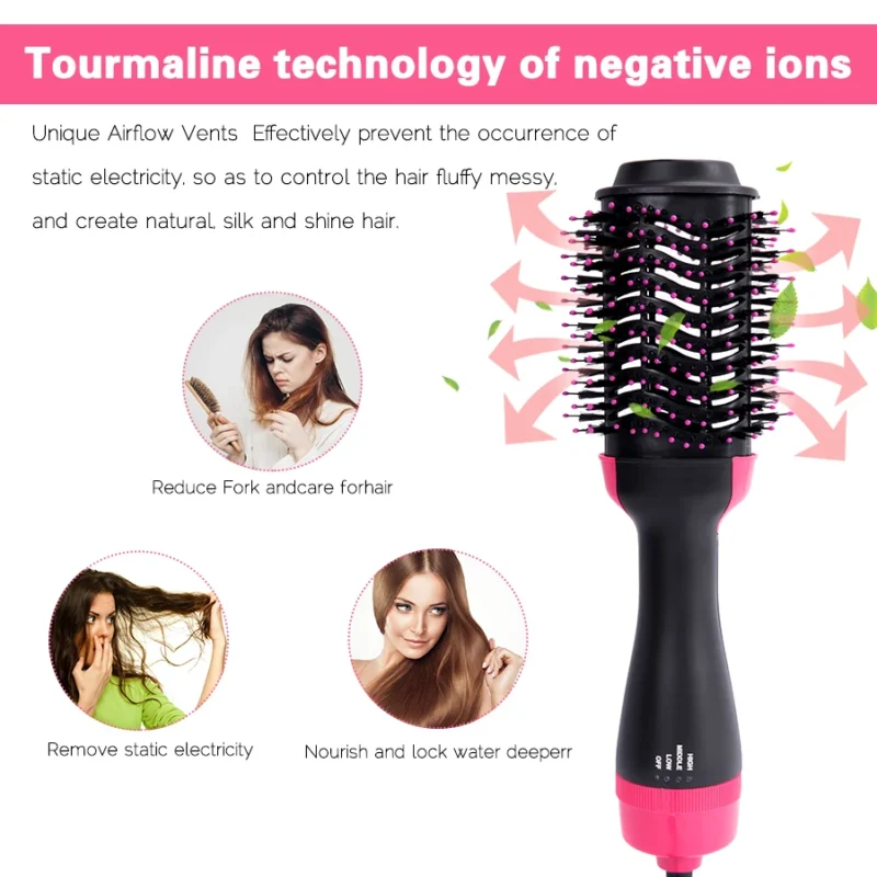 Hair Dryer Brush 3-In-1 Round Hot Air Spin Brush For Styling Frizz Control Blow Volumizer One-Step Auto-Rotating Curling Brush - Image 4