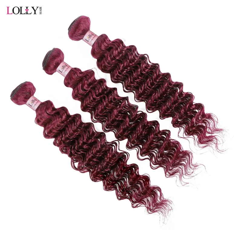 99j Burgundy Deep Wave Bundles Colored Human Hair Bundles Brazilian Remy Hair Extension Curly Hair Bundles Weaves 1/ 3/4 Pcs - Image 4