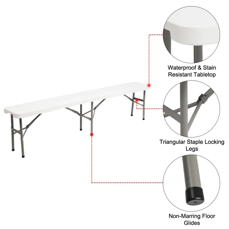 6FT Outdoor Courtyard Foldable Bench - Image 4