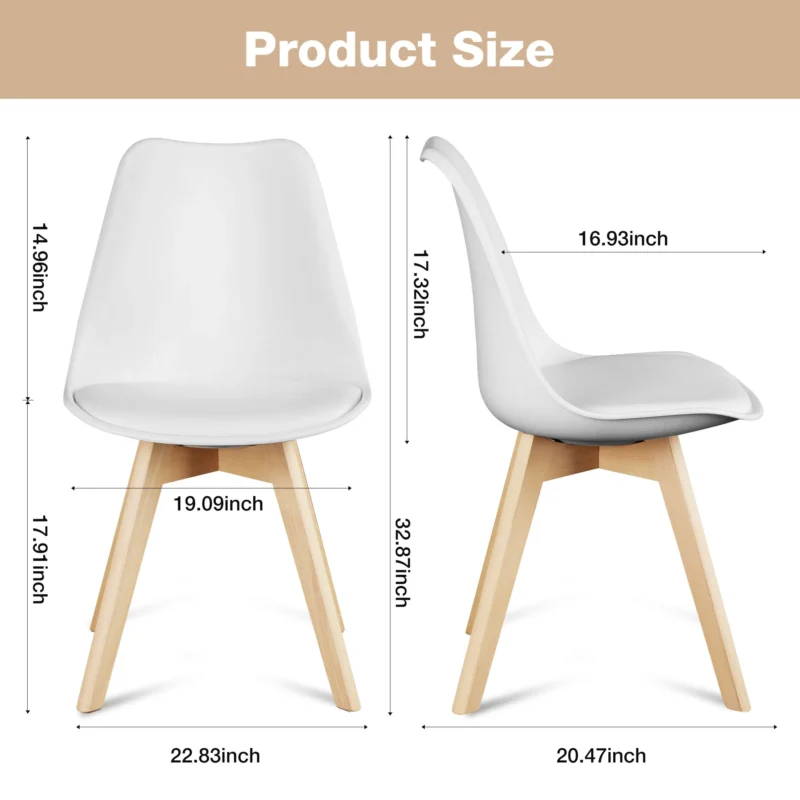 JHK PU Leather Dining Chairs Set of 4 Wooden Legs Lounge Chair for Home Kitchen Comfortable Sponge Cushion Living Room Chair - Image 4
