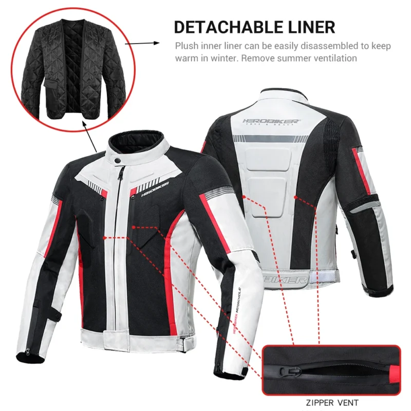 HEROBIKER Waterproof Motorcycle Jacket Man Racing Jacket Wearable Motorcycle Pants Moto Clothing With EVA Protection - Image 2