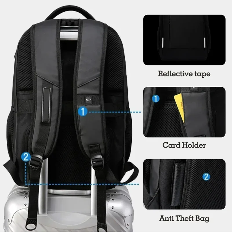 SWISS Men Laptop Backpack Waterproof Anti Theft USB Bag Large Capacity Fashion School Backpack Travel Backpack Back Pack Mochila - Image 4