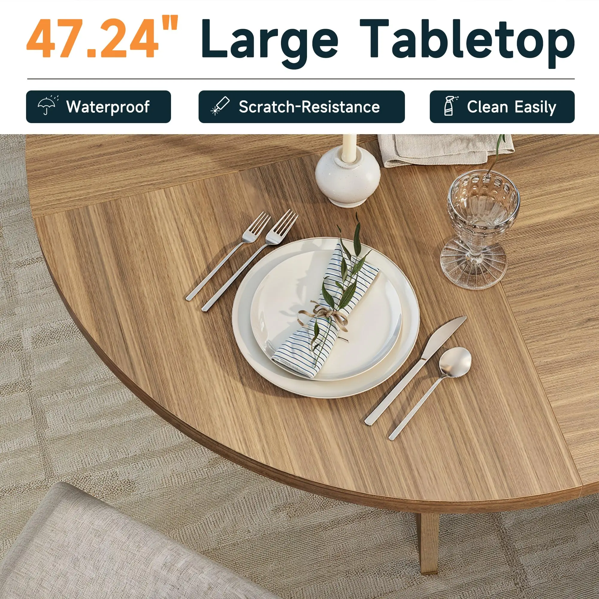 47.24" luxurious Round Dining Table for 4 Person Circle Engineered Wooden Kitchen Table for Home Dining Room Kitchen Living Room - Image 3
