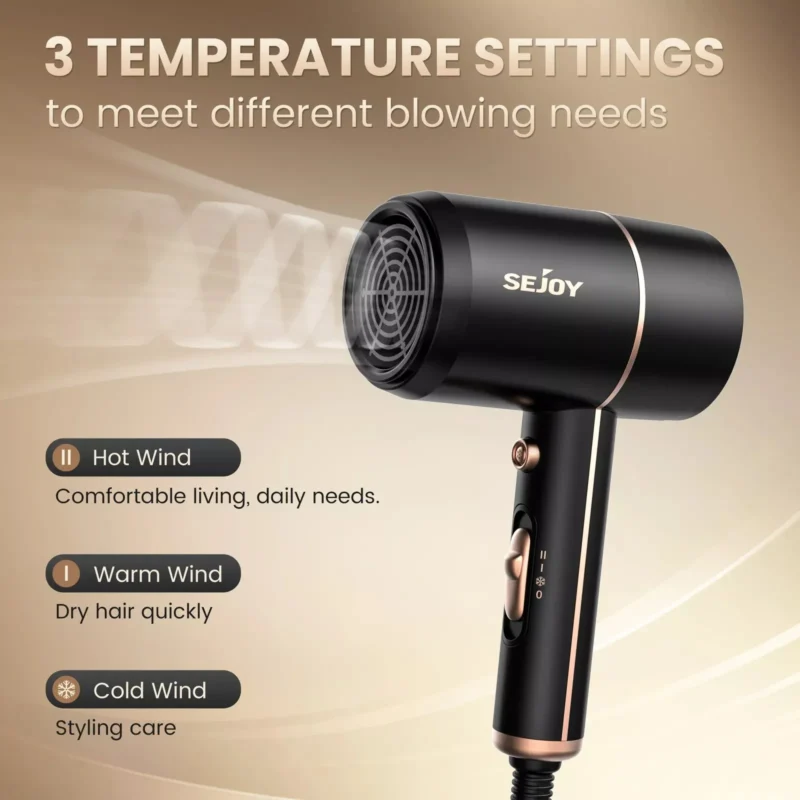 SEJOY Hair Dryers 1800W Professional Salon Hair Dryer Ionic Blow Dryer with Negative Nozzle - Image 4