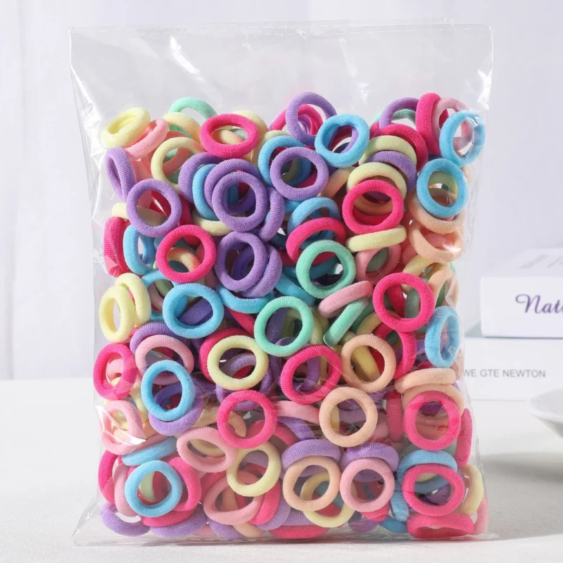 100PCS Colorful Basic Nylon Ealstic Hair Ties for Girls Children Ponytail Hold Scrunchie Rubber Band Kids Basic Hair Accessories - Image 3