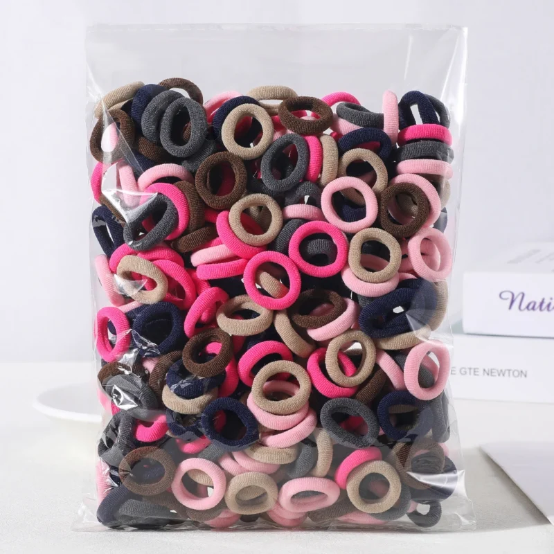 100PCS Colorful Basic Nylon Ealstic Hair Ties for Girls Children Ponytail Hold Scrunchie Rubber Band Kids Basic Hair Accessories - Image 4