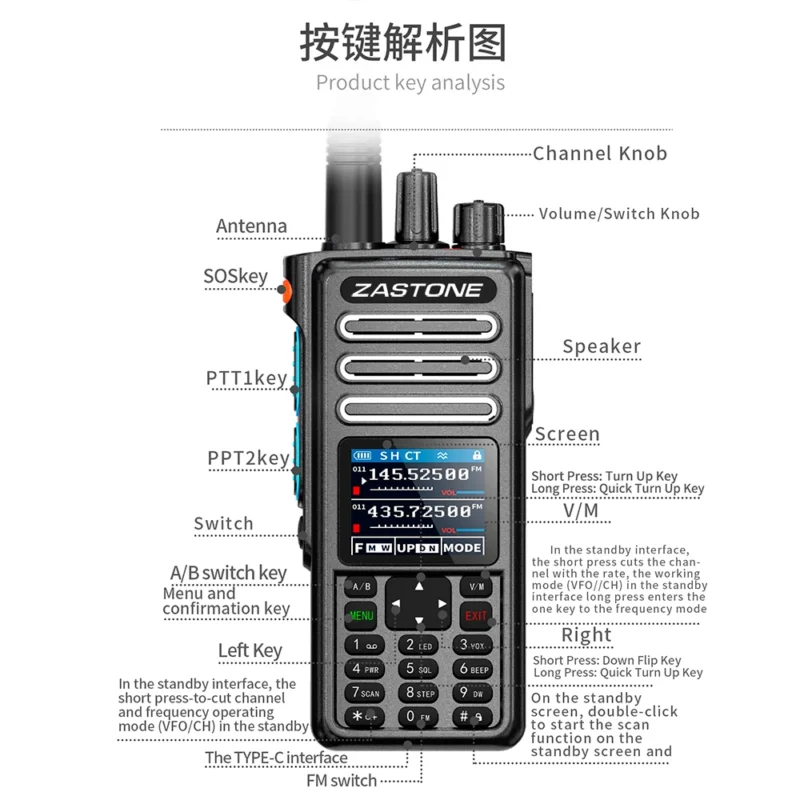 ZASTONE M9 10W Walkie Talkie Ham Amateur 2 Way Radio AM Air Aviation Band High Power Walkie-Talkie CTCSS FM Radio - Image 2