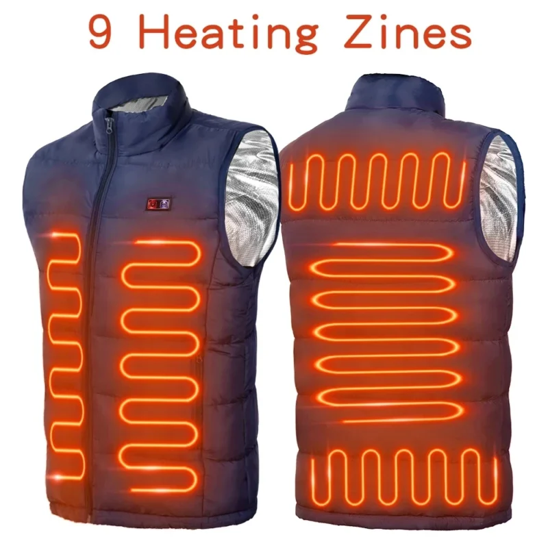 9 Heated Vest Zones Electric Heated Jackets Men Women Sportswear Heated Coat Graphene Heat Coat USB Heating Jacket For Camping - Image 5