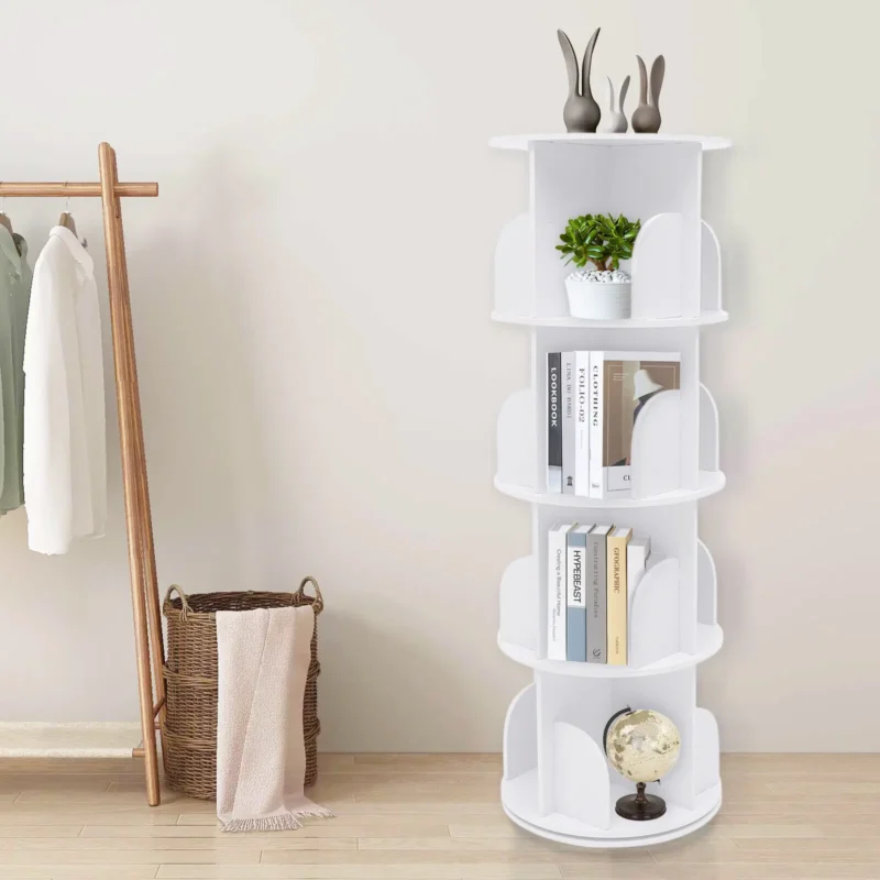 4-Layer Rotating Bookshelf Bookcase,360° Freestanding Storage Shelf Display Rack Bookcases Furniture - Image 2