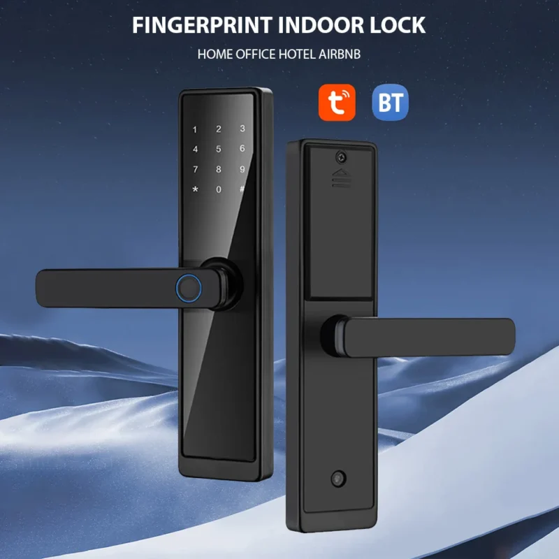 WAFU Smart Door Lock Keyless Entry Door Lock Handle with Cards and Keys Biometric Door Lock Tuya App Remote Operation WiFi Smart