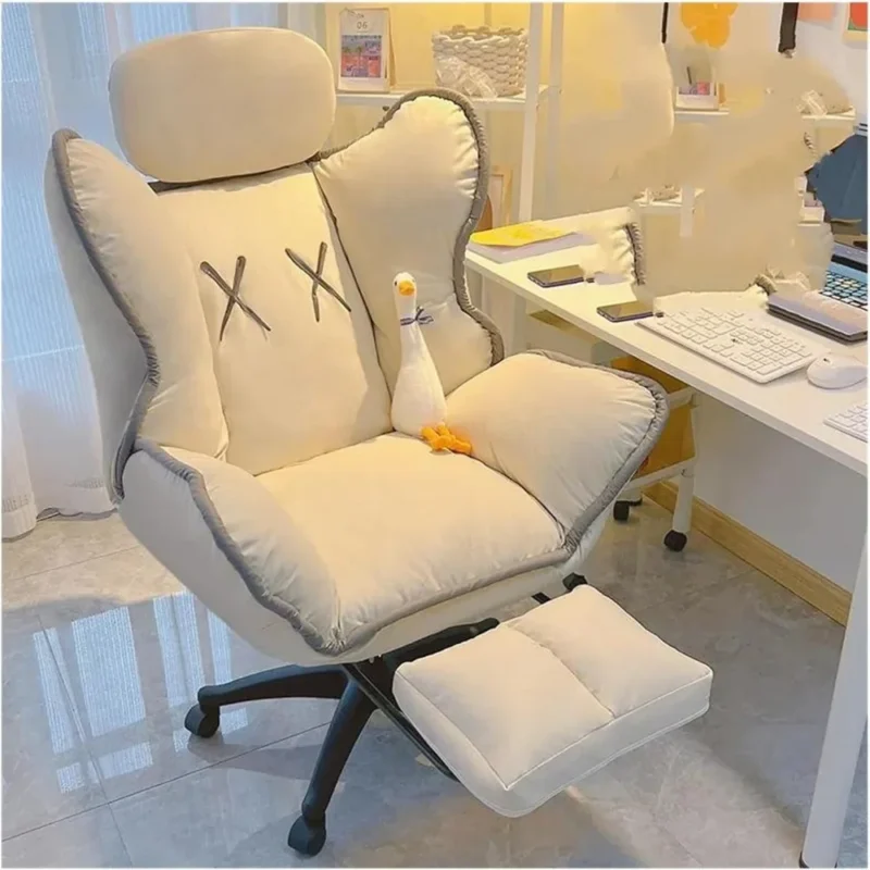 Computer Chair with PedalsFootrest Ergonomic Office Chair Wheels Extension Luxury Swivel Office Chair Kawaii Cute Furniture