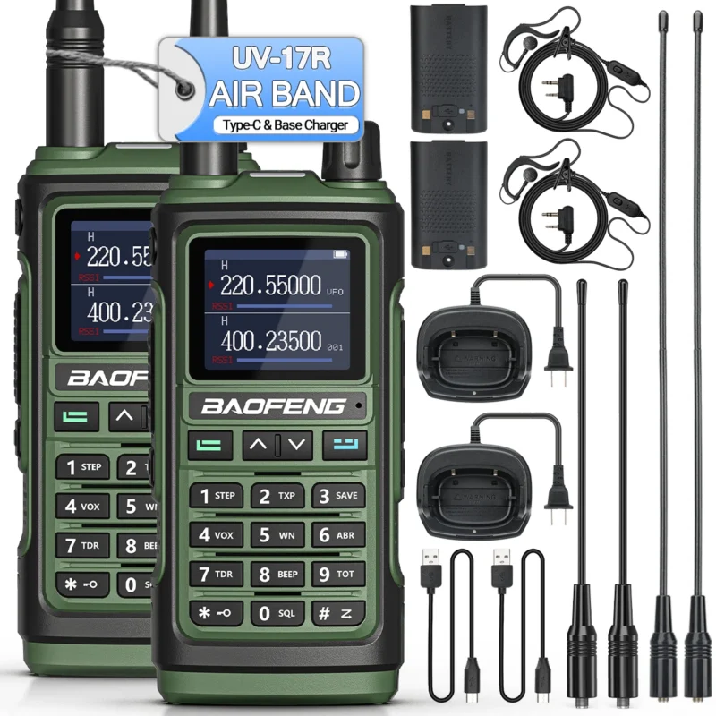 1/2X Baofeng UV-17R Walkie Talkie Tri Band Wireless Copy Frequency 999CH NOAA Long Range Type-C UV 5R UV-17 PRO V2 Two Way Radio