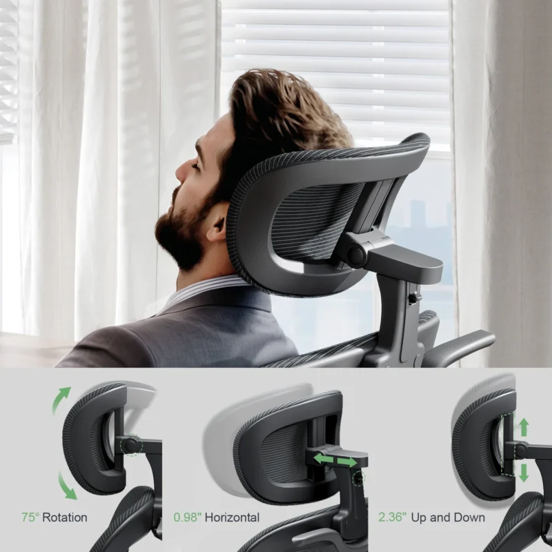 Ergonomic Mesh Office Chair, Gaming Racing Computer Adjustable with 3D Headrest Flip-Up Arms High Back Coat Hanger Tilt Function - Image 4