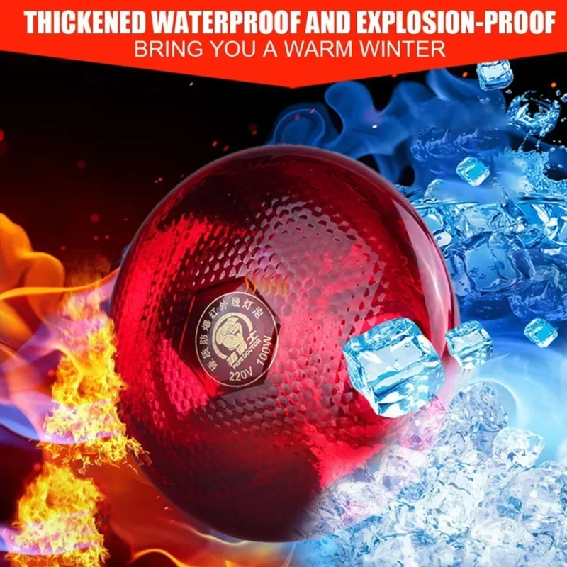 220V Infrared Heating Bulb Lamp 100/150/200/275W for Amphibians Reptiles Poultry Pets Livestock E27 Chicken Duck Farm Supplies - Image 3