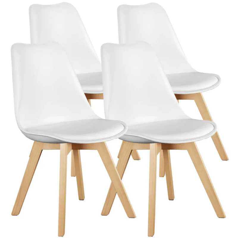 JHK PU Leather Dining Chairs Set of 4 Wooden Legs Lounge Chair for Home Kitchen Comfortable Sponge Cushion Living Room Chair - Image 2