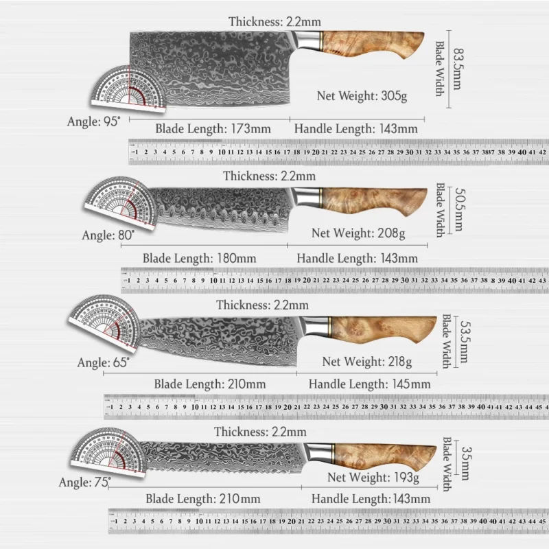 HEZHEN Kitchen Knife Set 1-7PC Damascus Steel knives Chef Knife Kitchen Accessories Professional Chef knives Cooking Tools - Image 6