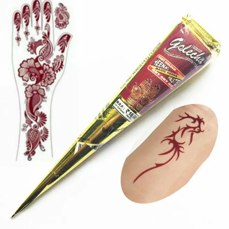 3 colors Natural Herbal Henna Cones Temporary Tattoo Body Art Paint Mehandi Ink - Image 2