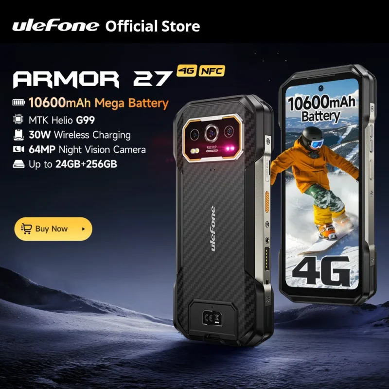 【World Premiere】 Ulefone Armor 27 4G 10600mAh Rugged Phone 24GB+256GB Android 14 Smartphone 6.78"FHD 120Hz Night Vision Global