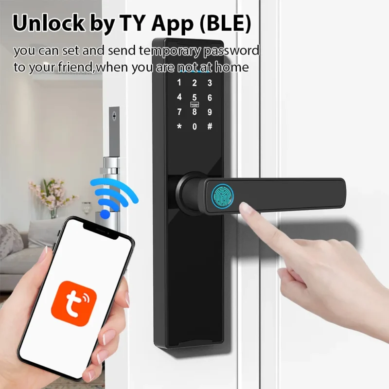 Tuya Smart Lock Fingerprint Lock Door Lock Keypad Door Lock with Handle Fingerprint Electronic Deadbolt Smart Door Lock - Image 2