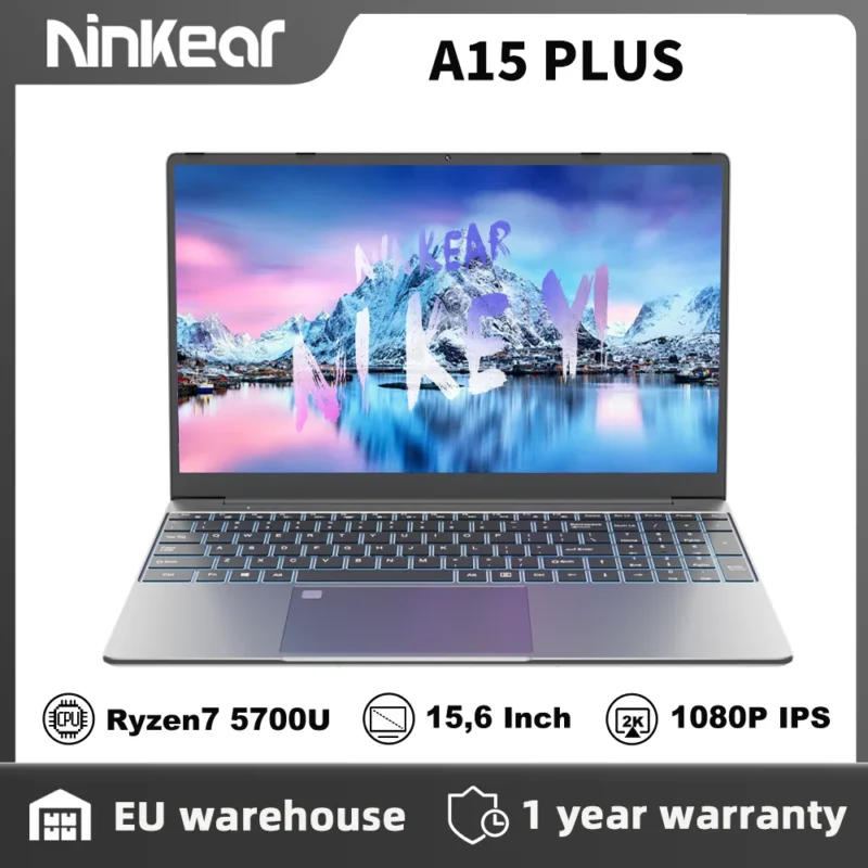 Ninkear A15 Plus 15.6 inch FHD IPS Laptop 32GB DDR4 1TB AMD Ryzen7 5700U PCIE Notebook 5000mAh Long Battery Life