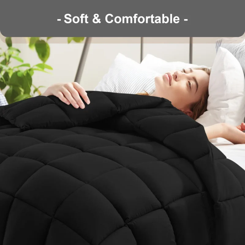 Bedding Comforter Duvet Insert, All Season Down Alternative Quilted Bed Comforters Winter Warm - Machine Washable - Image 2