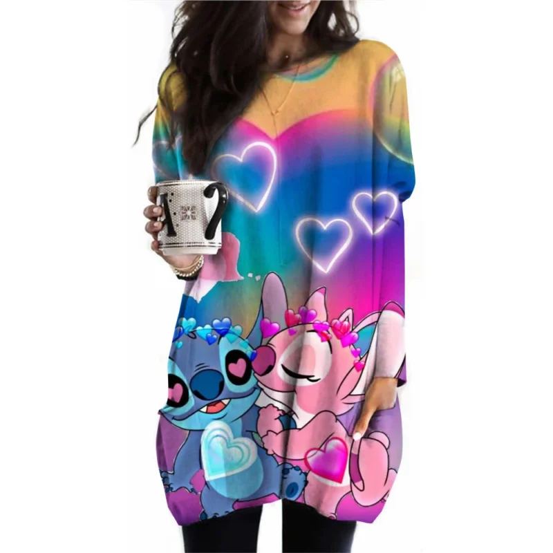 Disney's Lilo & Stitch Women's Long Sleeve T-shirt Autumn Casual Cute New Youth Women's Wear Y2k Kawaii 3D Printed High Quality - Image 2