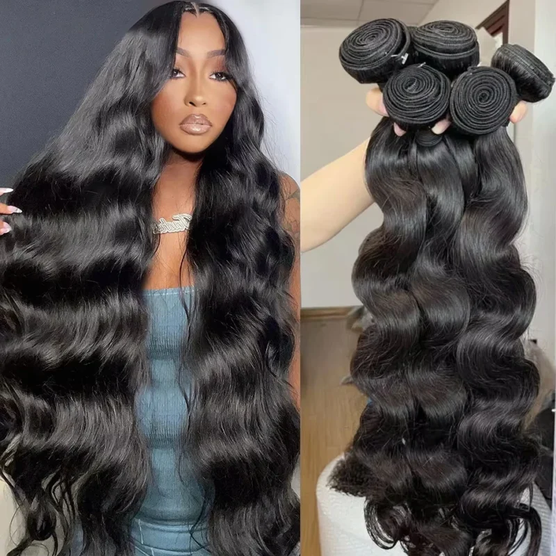 38 40 Inch Body Wave 3 4 Bundles Brazilian Remy 100% Unprocessed Human Hair Wavy Doule Drawn Bundles Weave Extensions