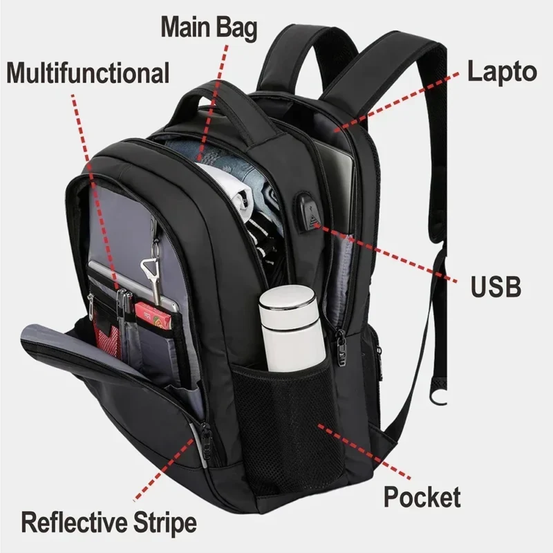 SWISS Men Laptop Backpack Waterproof Anti Theft USB Bag Large Capacity Fashion School Backpack Travel Backpack Back Pack Mochila - Image 2