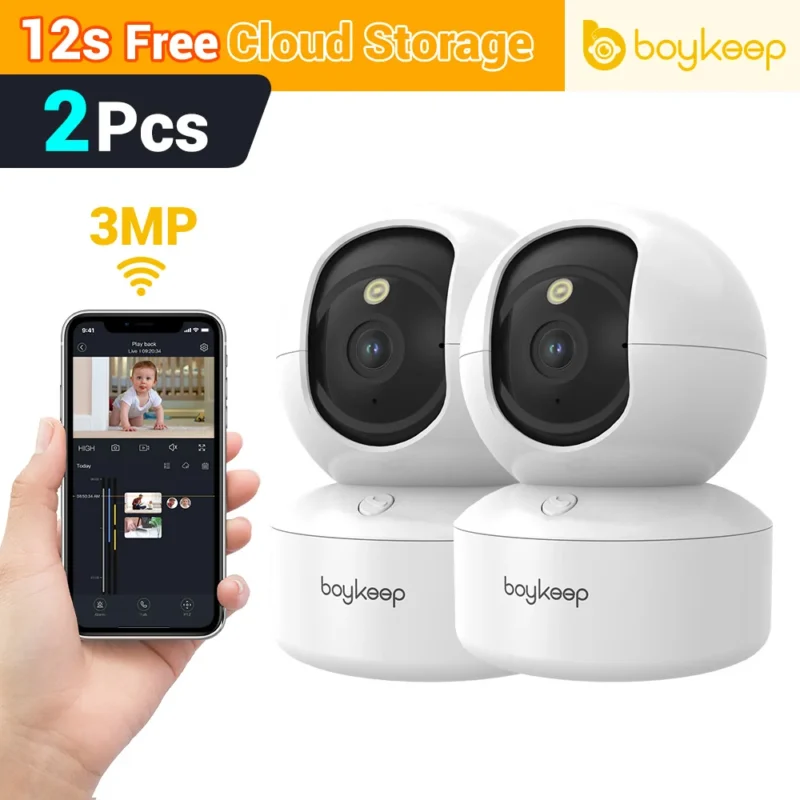 BoyKeep 3MP WiFi IP Camera Smart Baby Monitor Home Security 5G WiFi Indoor IP Automatic Tracking 24/7 Video Surveillance