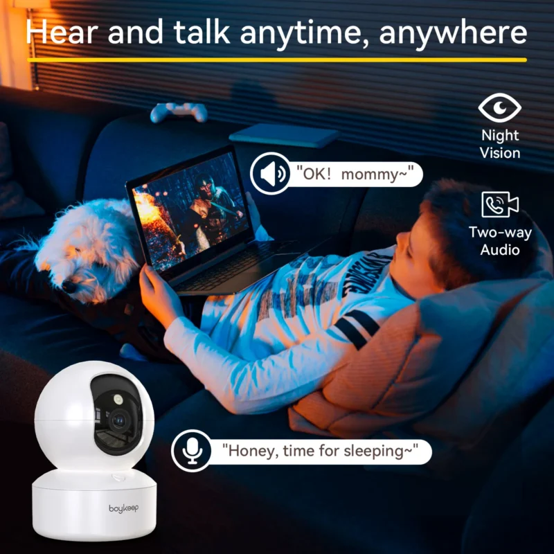 BoyKeep 3MP WiFi IP Camera Smart Baby Monitor Home Security 5G WiFi Indoor IP Automatic Tracking 24/7 Video Surveillance - Image 6