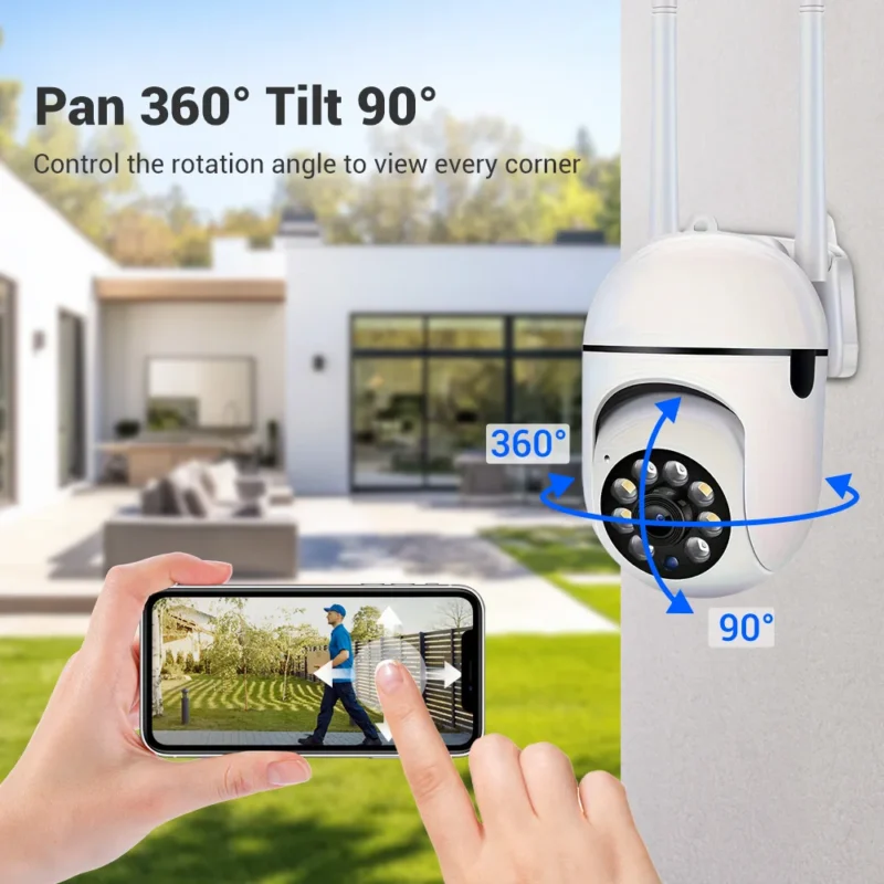 2PC Ease Life APP Wireless 1080P HD Indoor/Outdoor WiFi Security Camera, Color Night Vision, 2-Way Audio, 360° Pan/Tilt/Zoom, Mo - Image 2