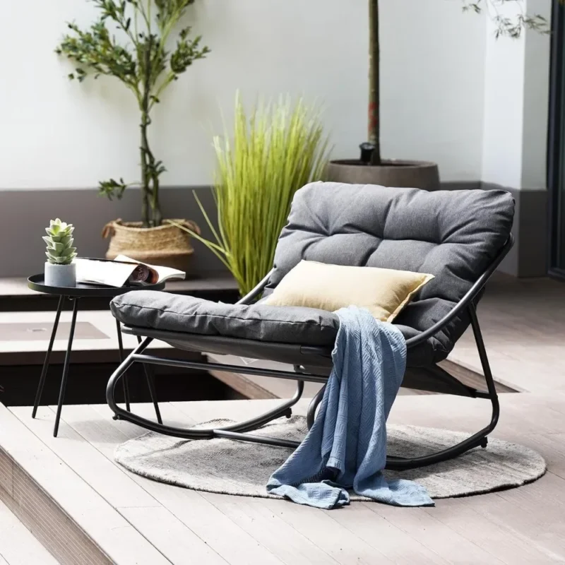 Rocking Chair Outdoor & Indoor, Metal Patio Lounge Rocking Chair with Thick Cushion,Comfy Modern for Living Room,Porch,Backyard - Image 3