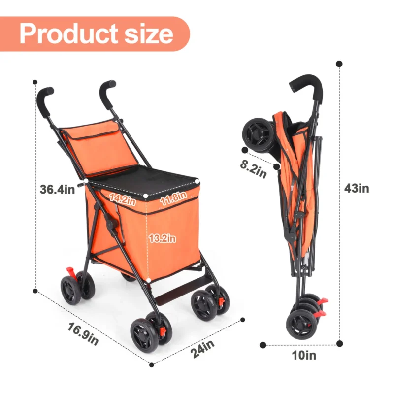 Shopping cart Multifunctional Lightweight Foldable Pet Stroller for Small Dogs and Cats Portable Stroller for Walking Cats Dogs - Image 6