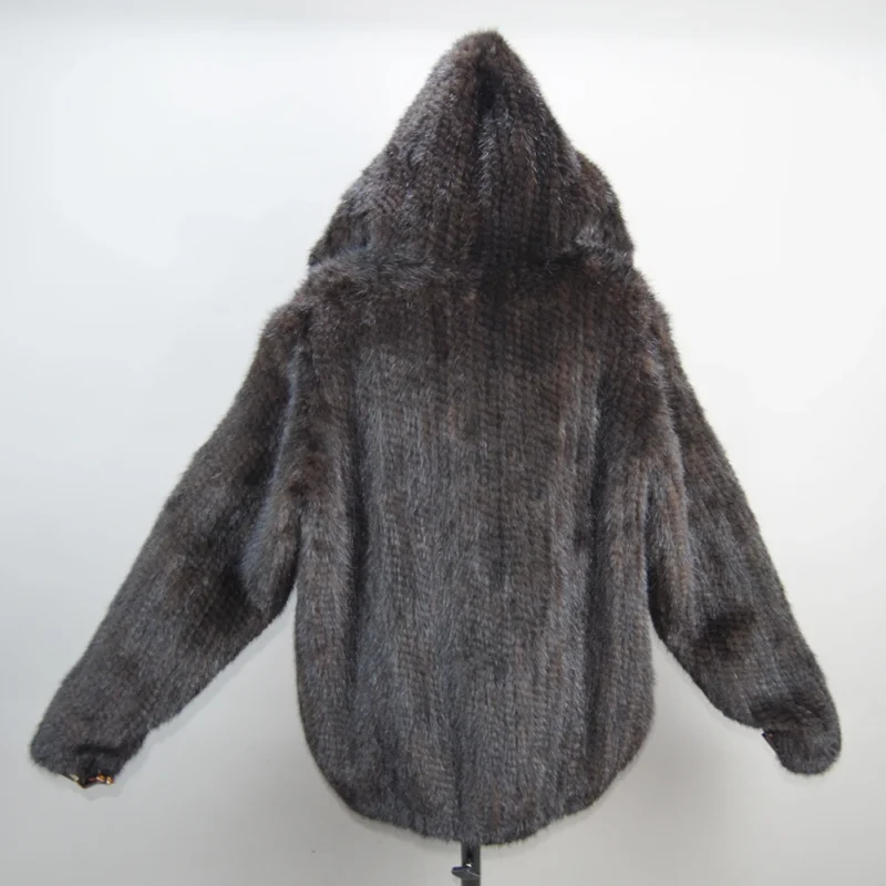 2025 New Women Mink Fur Coat Long-Sleeve Hooded Casual Jacket Fashion All-match Zipper Knitted Outerwear Jacket Custom Plus Size - Image 4