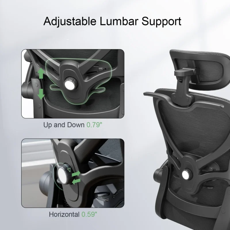 Ergonomic Mesh Office Chair, Gaming Racing Computer Adjustable with 3D Headrest Flip-Up Arms High Back Coat Hanger Tilt Function - Image 5