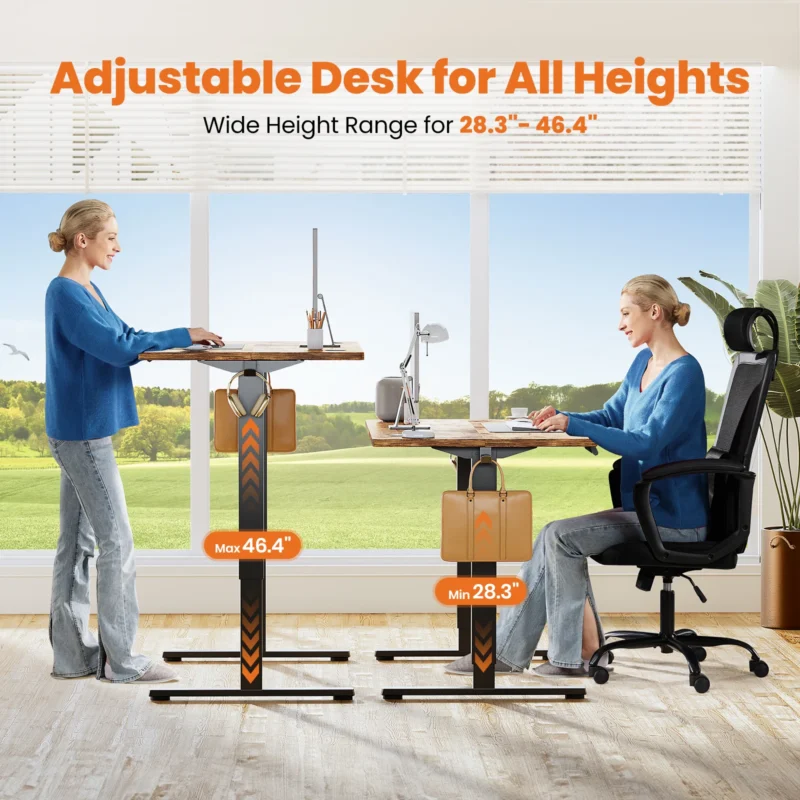 JHK Electric Desk Height Adjustable 63x24 Inch Stand Up Sit Stand Computer Workstation Ergonomic Work Table For Home Office - Image 3